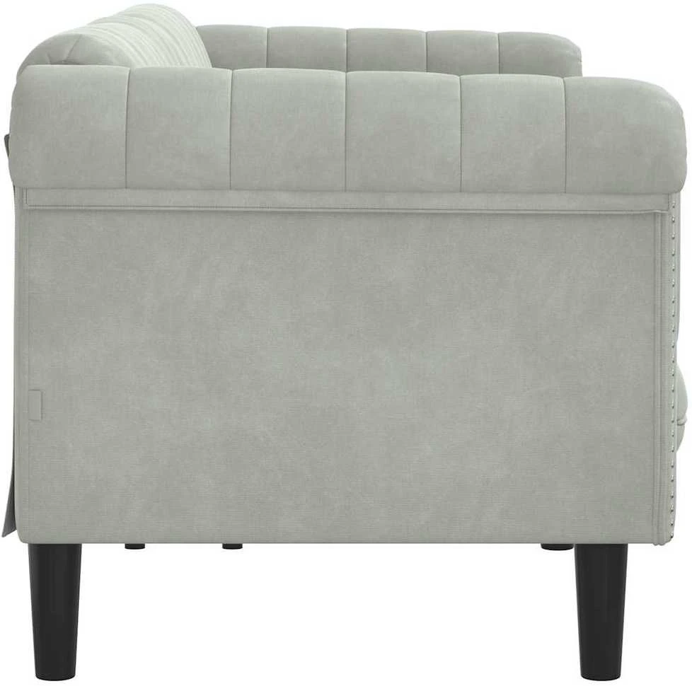 Trivietė sofa, šviesiai pilkos spalvos, aksomas