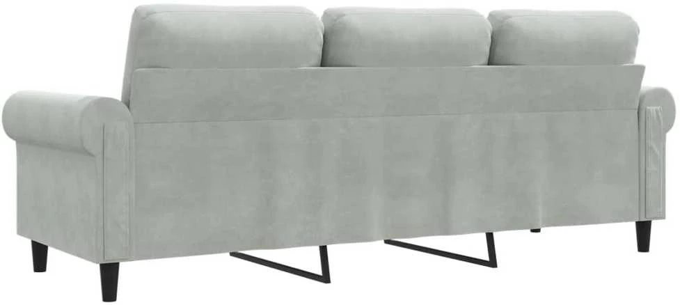 Trivietė sofa, šviesiai pilkos spalvos, 180cm, aksomas