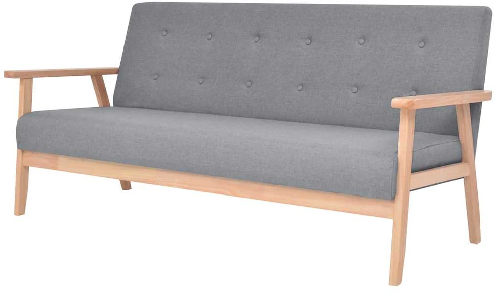 Trivietė sofa, šviesiai pilkos spalvos, audinys