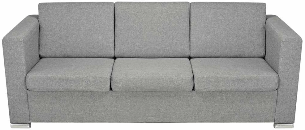 Trivietė sofa, šviesiai pilkos spalvos, audinys