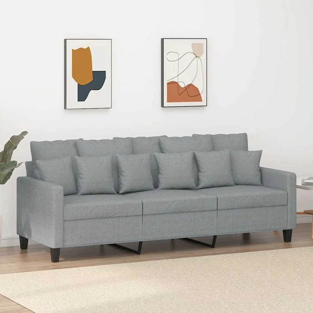 Trivietė sofa, šviesiai pilkos spalvos, 180cm, audinys