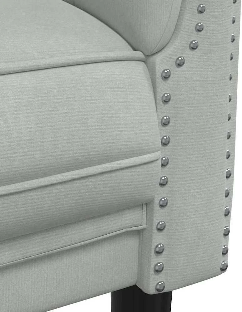 Trivietė sofa, šviesiai pilkos spalvos, aksomas