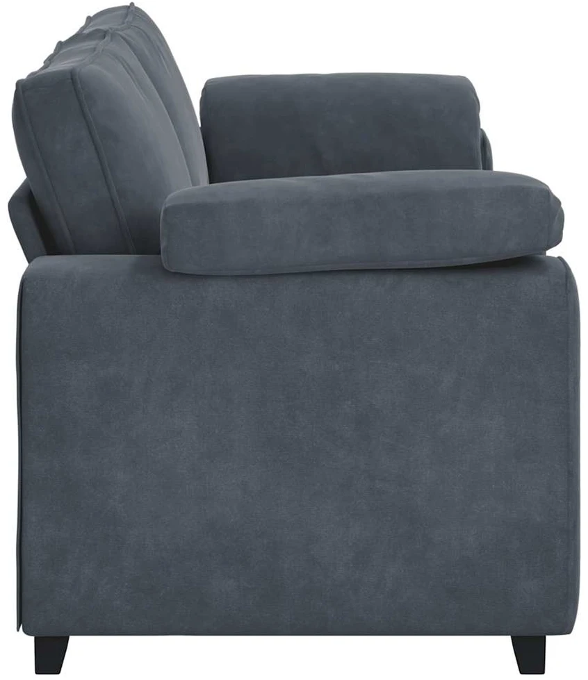 Trivietė sofa, tamsiai pilka, 220x77x82 cm, aksomas