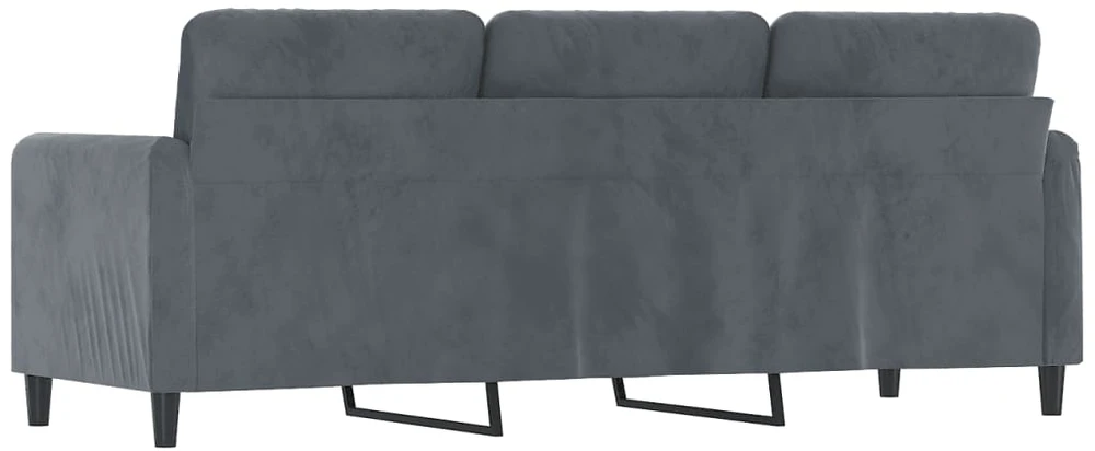 Trivietė sofa, tamsiai pilkos spalvos, 180cm, aksomas
