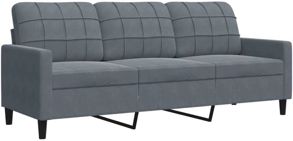 Trivietė sofa, tamsiai pilkos spalvos, 180cm, aksomas