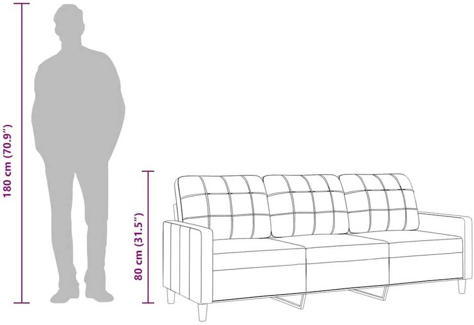 Trivietė sofa, tamsiai pilkos spalvos, 180cm, audinys