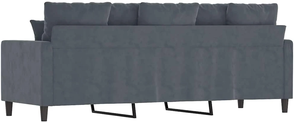 Trivietė sofa, tamsiai pilkos spalvos, 180cm, aksomas