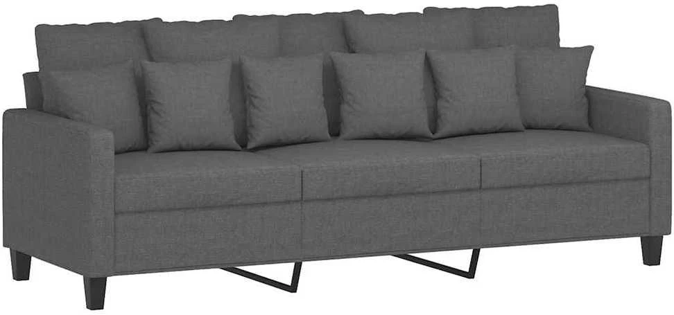 Trivietė sofa, tamsiai pilkos spalvos, 180cm, audinys