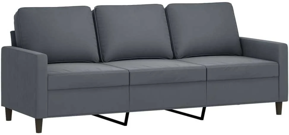 Trivietė sofa, tamsiai pilkos spalvos, 180cm, aksomas