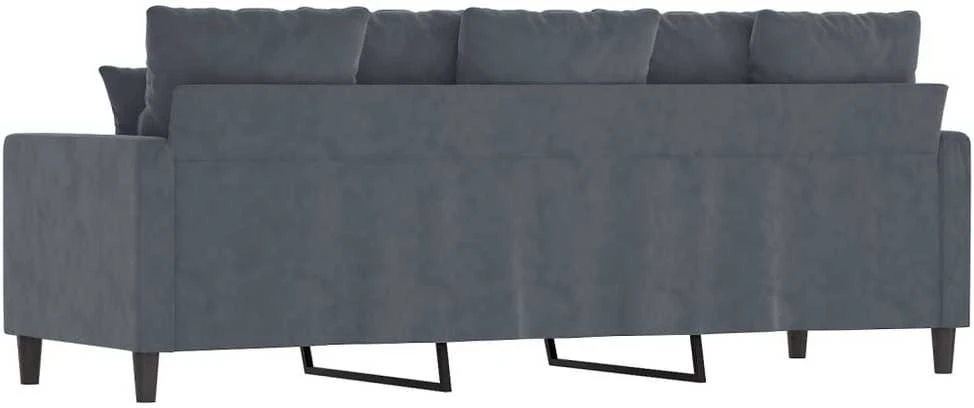 Trivietė sofa, tamsiai pilkos spalvos, 180cm, aksomas