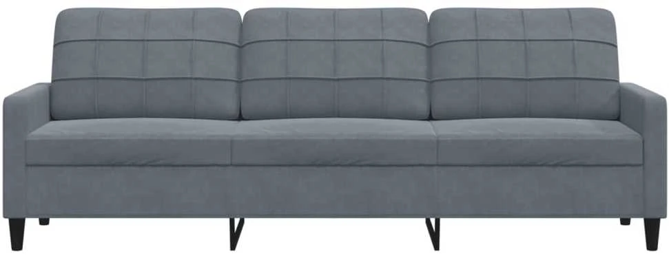 Trivietė sofa, tamsiai pilkos spalvos, 210cm, aksomas