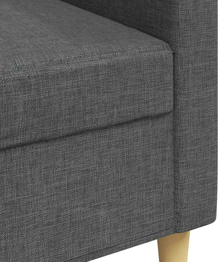 Trivietė sofa, tamsiai pilkos spalvos, 210cm, audinys