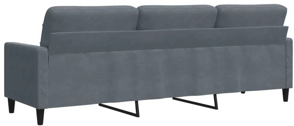 Trivietė sofa, tamsiai pilkos spalvos, 210cm, aksomas