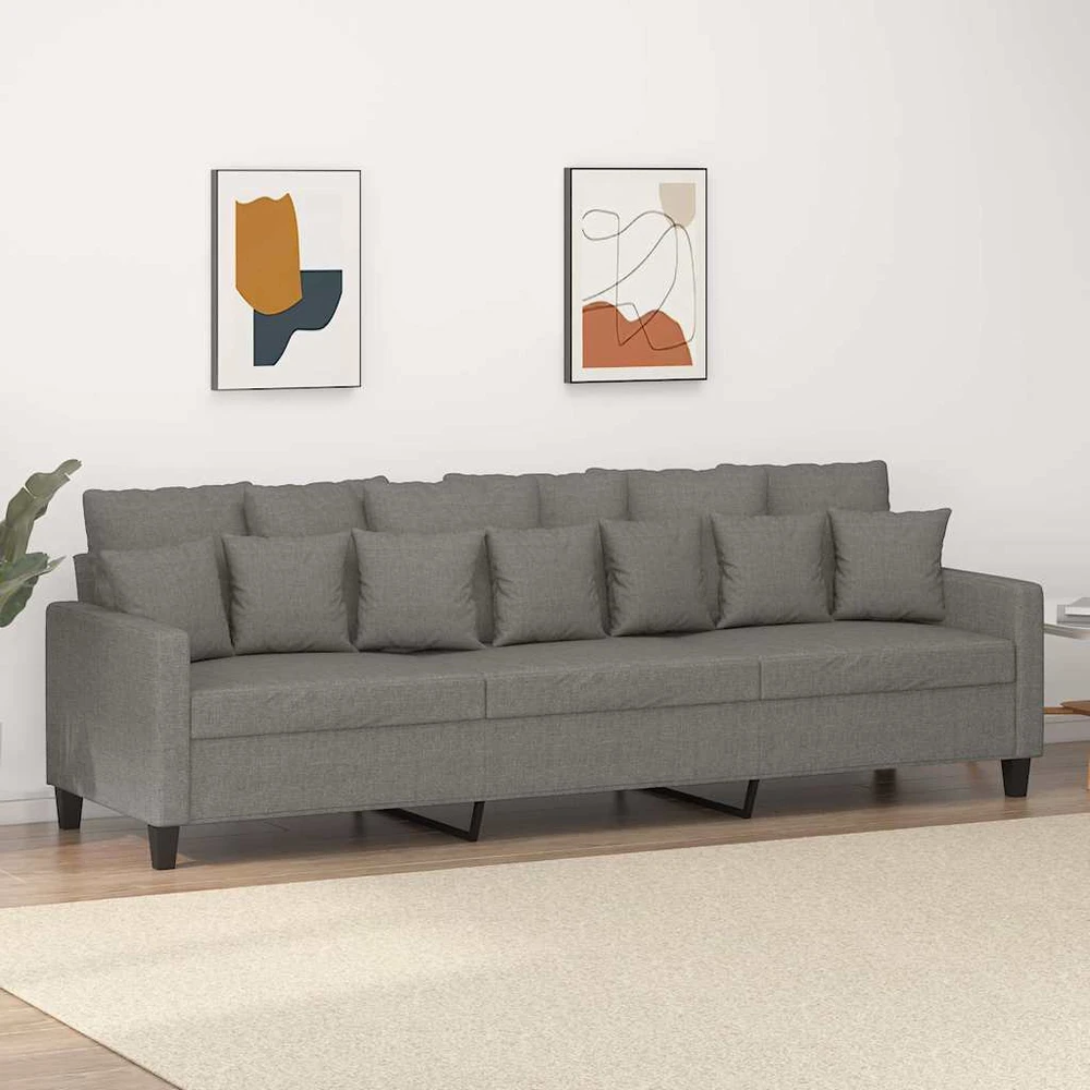 Trivietė sofa, tamsiai pilkos spalvos, 210cm, audinys