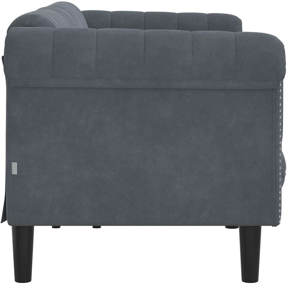 Trivietė sofa, tamsiai pilkos spalvos, aksomas