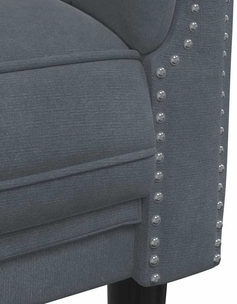 Trivietė sofa, tamsiai pilkos spalvos, aksomas