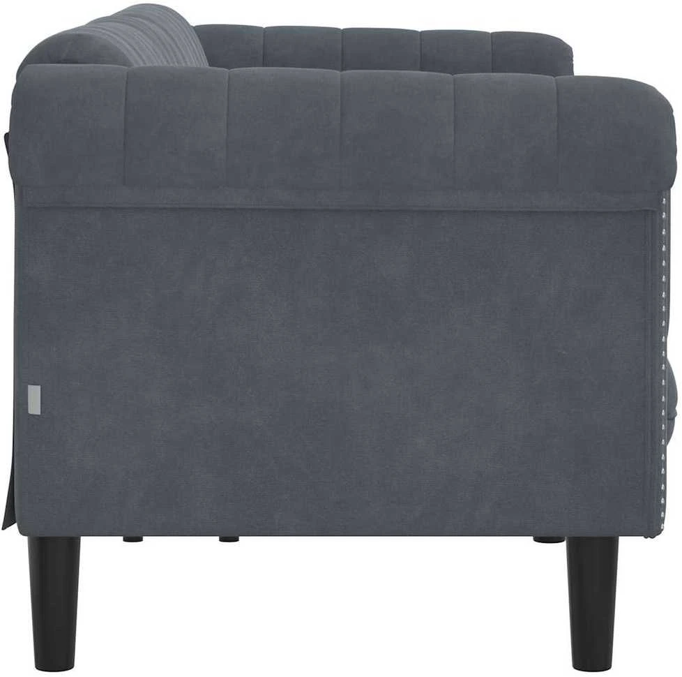 Trivietė sofa, tamsiai pilkos spalvos, aksomas