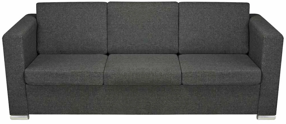 Trivietė sofa, tamsiai pilkos spalvos, audinys
