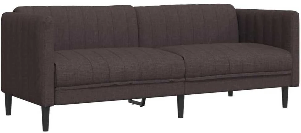 Trivietė sofa, tamsiai rudos spalvos, audinys