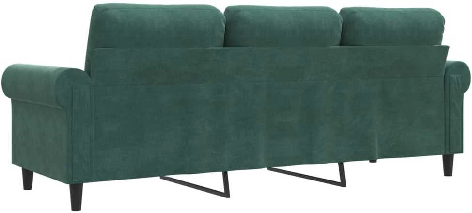 Trivietė sofa, tamsiai žalios spalvos, 180cm, aksomas
