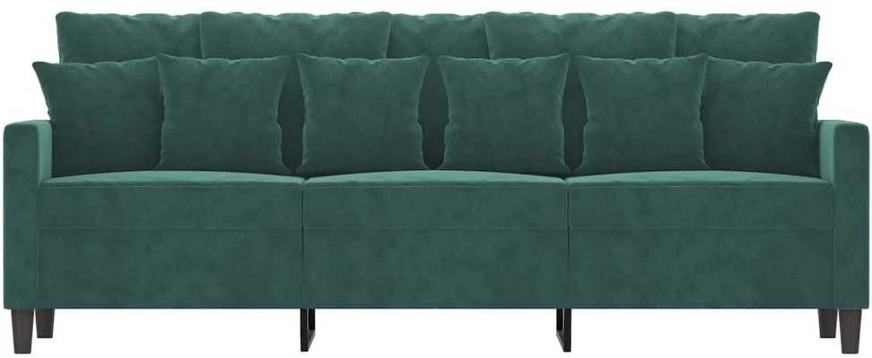 Trivietė sofa, tamsiai žalios spalvos, 180cm, aksomas