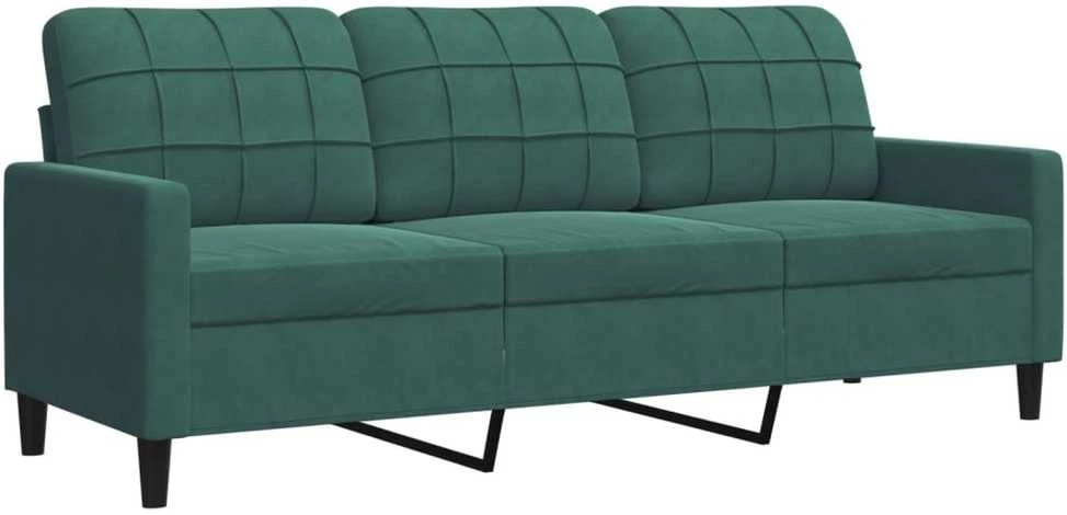 Trivietė sofa, tamsiai žalios spalvos, 180cm, aksomas