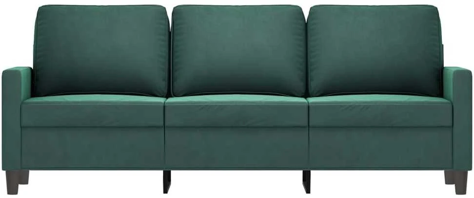 Trivietė sofa, tamsiai žalios spalvos, 180cm, aksomas