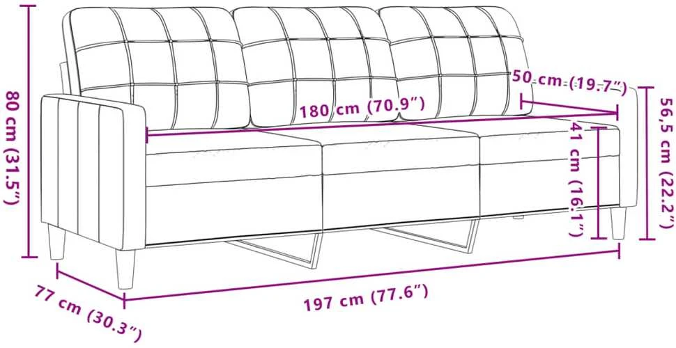 Trivietė sofa, tamsiai žalios spalvos, 180cm, aksomas