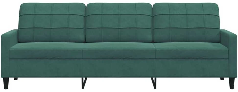 Trivietė sofa, tamsiai žalios spalvos, 210cm, aksomas