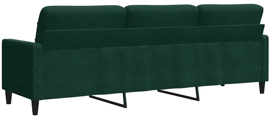 Trivietė sofa, tamsiai žalios spalvos, 210cm, aksomas