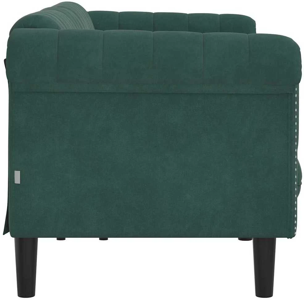 Trivietė sofa, tamsiai žalios spalvos, aksomas