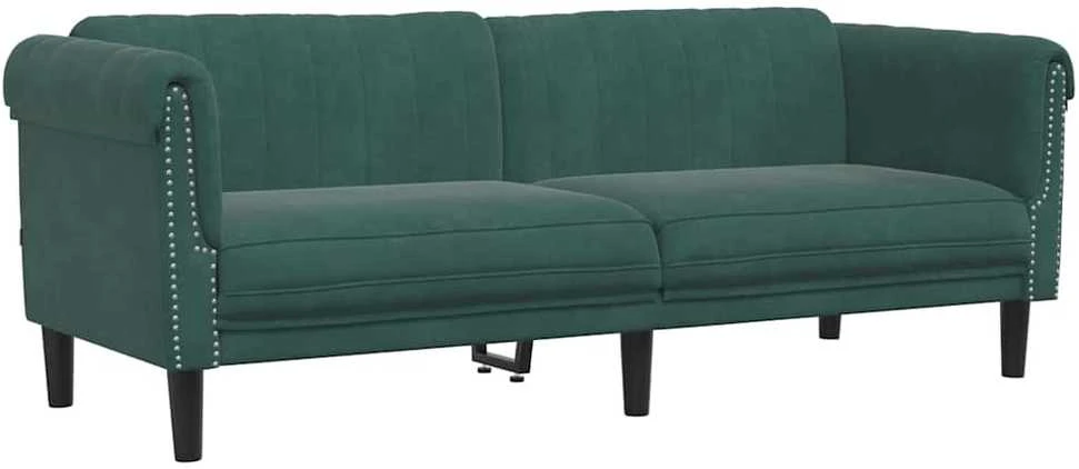 Trivietė sofa, tamsiai žalios spalvos, aksomas