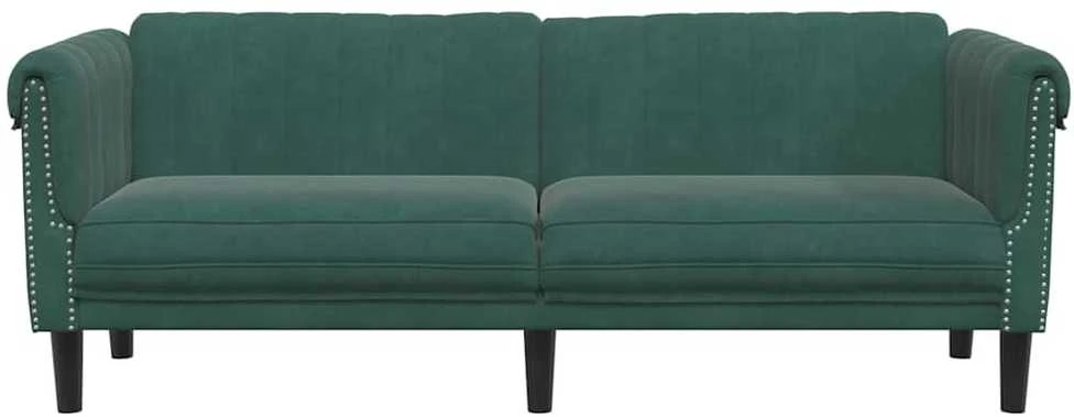 Trivietė sofa, tamsiai žalios spalvos, aksomas