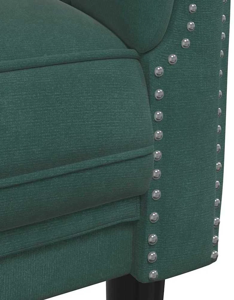 Trivietė sofa, tamsiai žalios spalvos, aksomas