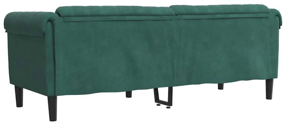 Trivietė sofa, tamsiai žalios spalvos, aksomas