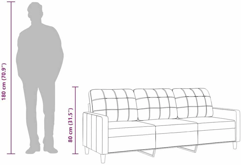 Trivietė sofa, taupe spalvos, 180cm, audinys
