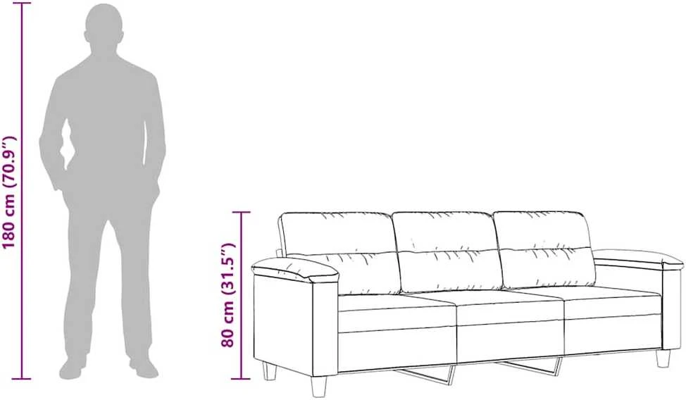 Trivietė sofa, taupe spalvos, 180cm, mikropluošto audinys