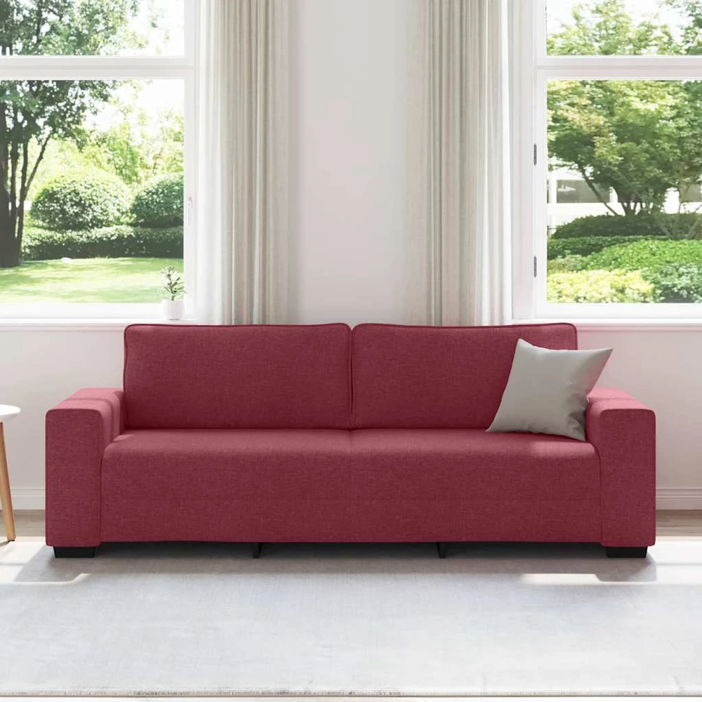 Trivietė sofa, vyno raudonumo, 220x77x82 cm, audinys