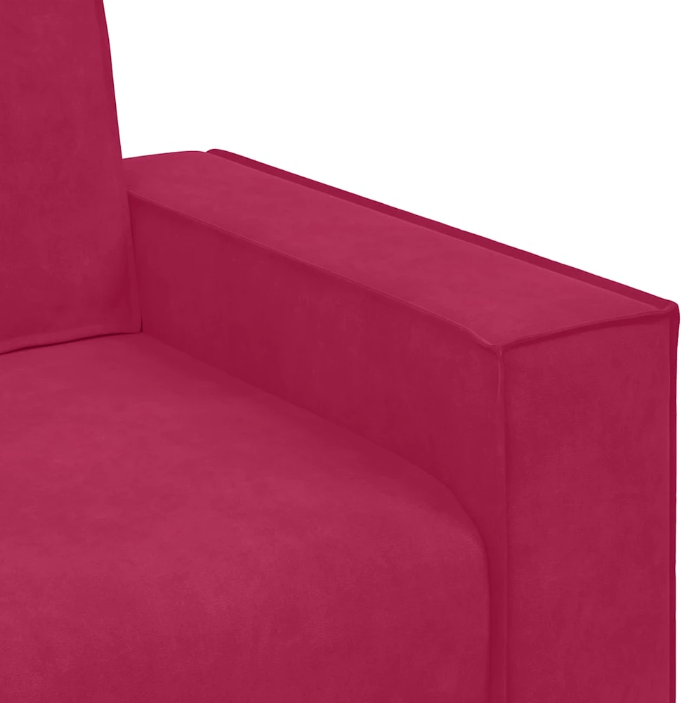 Trivietė sofa, vyno raudonumo, 220x78x84 cm, aksominė