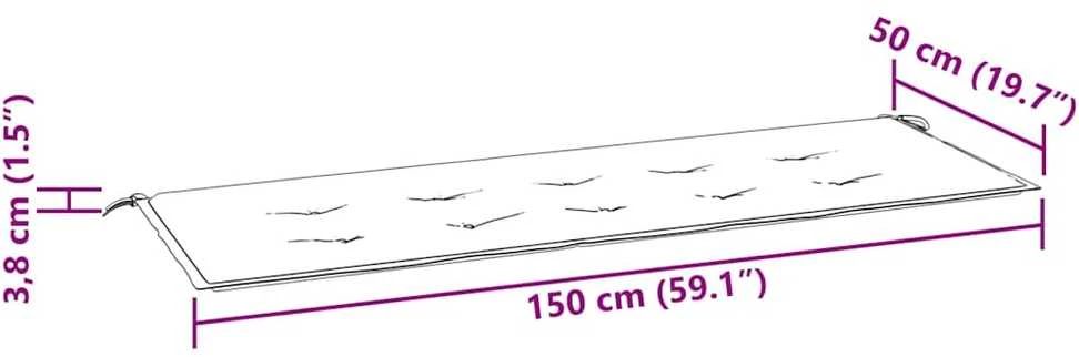 Trivietis sodo suoliukas su pagalve, 150cm, eukalipto masyvas