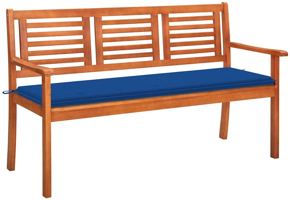Trivietis sodo suoliukas su pagalve, 150cm, eukalipto masyvas