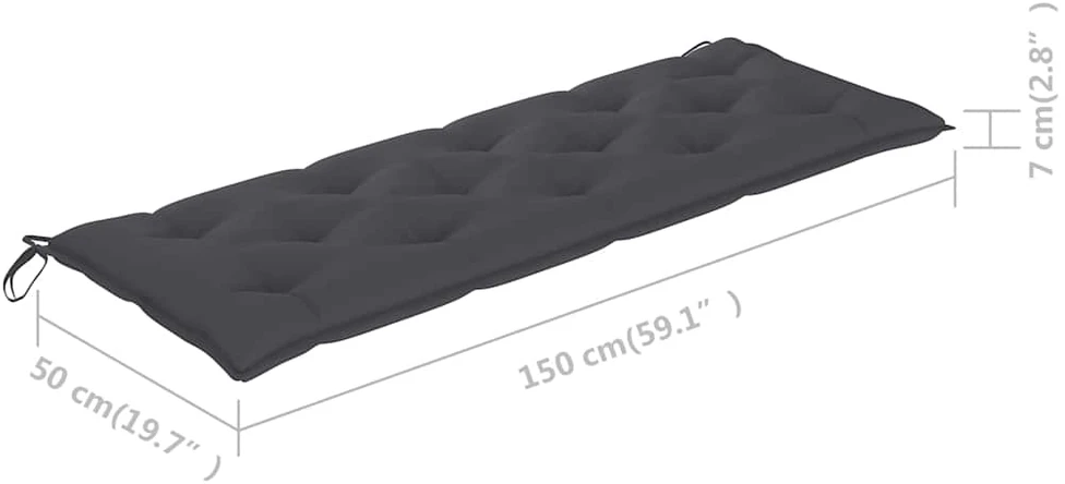 Trivietis sodo suoliukas su pagalvėle, 150cm, eukalipto masyvas