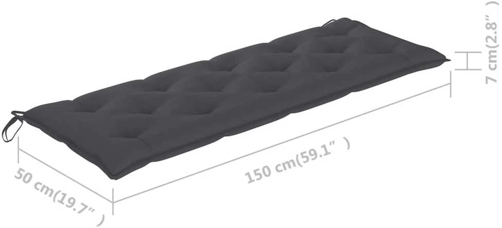 Trivietis sodo suoliukas su pagalvėle, 150cm, eukalipto masyvas
