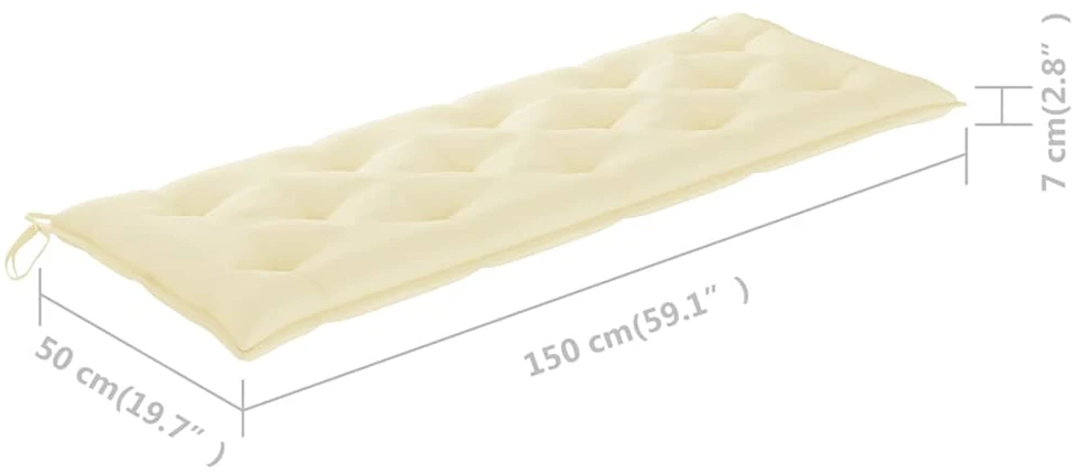 Trivietis sodo suoliukas su pagalvėle, 150cm, eukalipto masyvas