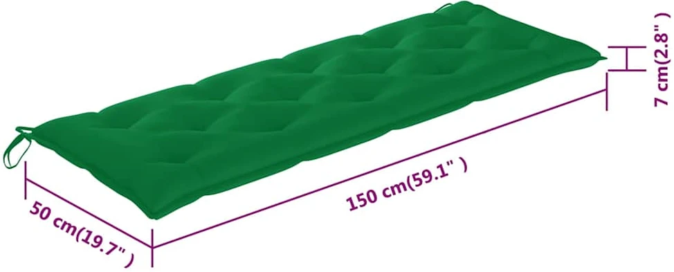Trivietis sodo suoliukas su pagalvėle, 150cm, eukalipto masyvas