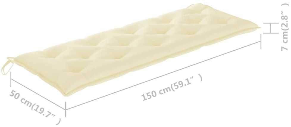 Trivietis sodo suoliukas su pagalvėle, 150cm, eukalipto masyvas