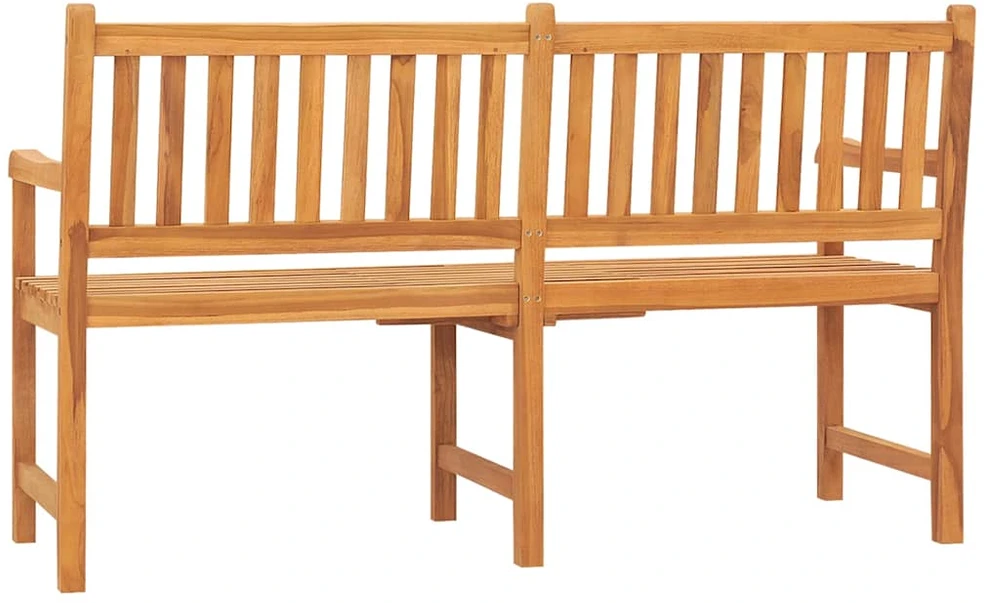 Trivietis sodo suoliukas su staliuku, 150cm, tikmedžio masyvas