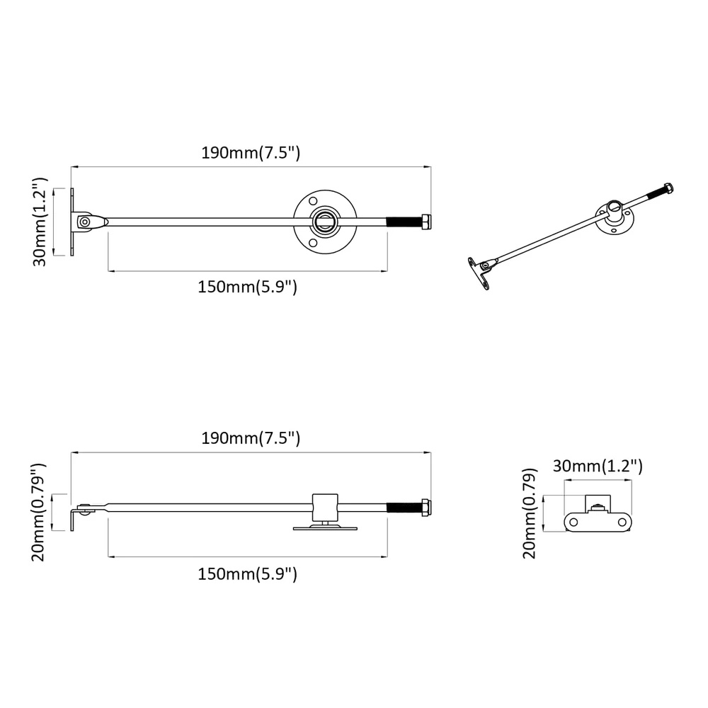 Trūkčiojimo svirtis 2 pcs Sidabro 190 mm Geležis