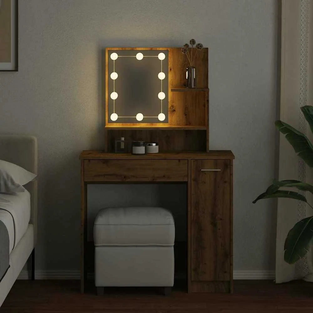 tualetinis staliukas su LED Artisan ąžuolu 86,5x35x136 cm