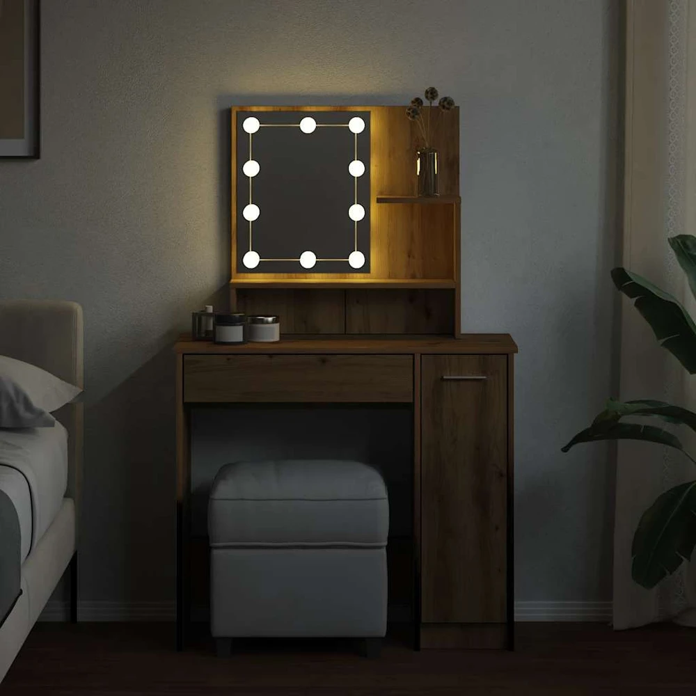 tualetinis staliukas su LED Artisan ąžuolu 86,5x35x136 cm